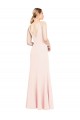 Compre Rosa línea A Cuello en V Cuello Alto Crepé Elástico Largo Formales Vestidos de dama de honor / Vestidos de fiesta