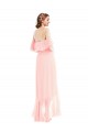 Compre Rosa línea A Hombros Descubiertos Gasa Largo Asimétrico Vestidos de dama de honor