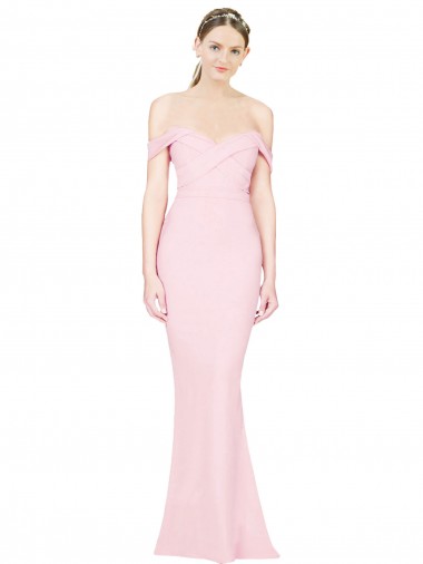 Compre Rosa línea A Sin tirantes Crepé Elástico Largo Formales Vestidos de dama de honor / Vestidos de fiesta