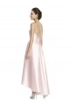 Compre Rosa línea A Tirantes espagueti Halter Satén Largo Asimétrico Vestidos de dama de honor