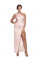 Compre Rosa línea A Un Hombre Satén sedoso Largo Vestidos de dama de honor / Vestidos de fiesta