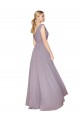 Compre Rosa polvorienta línea A Cuello en V Cuello Alto Gasa Largo Formales Vestidos de dama de honor / Vestidos de fiesta