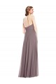 Compre Rosa polvorienta línea A Halter Gasa Largo Formales Vestidos de dama de honor / Vestidos de noche