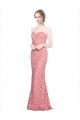Compre Salmón Sirena Cuello de Corazón Sin tirantes Encaje Largo Vestidos de dama de honor / Vestidos de fiesta