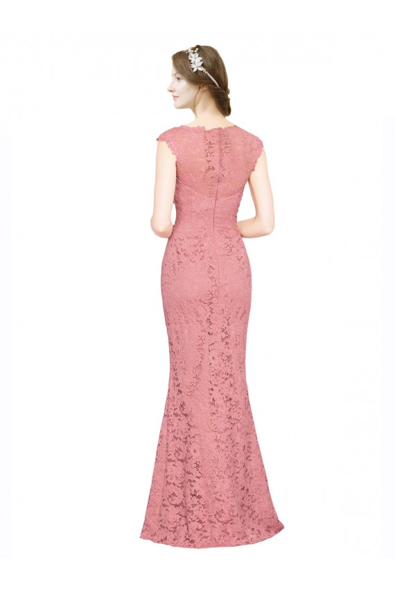 Compre Salmón Sirena Cuello de Corazón Sin tirantes Encaje Largo Vestidos de dama de honor / Vestidos de fiesta