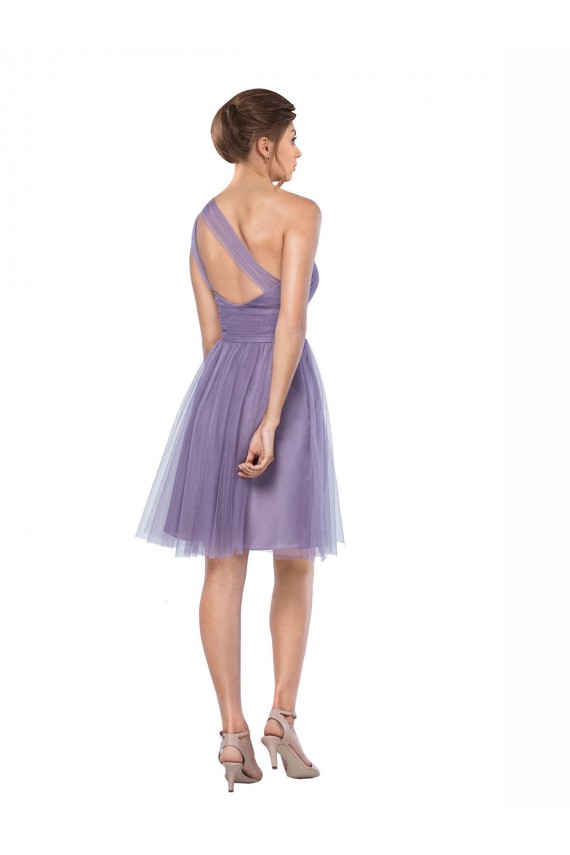 Compre Sandía línea A Un Hombre Tul Largo Vestidos de dama de honor