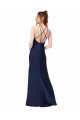 Compre Sapphire Cubierta Cuello Alto Satén sedoso Largo Formales Vestidos de dama de honor / Vestidos de fiesta