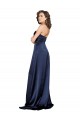 Compre Sapphire línea A Cuello Alto Satén sedoso Largo Formales Vestidos de dama de honor / Vestidos de fiesta