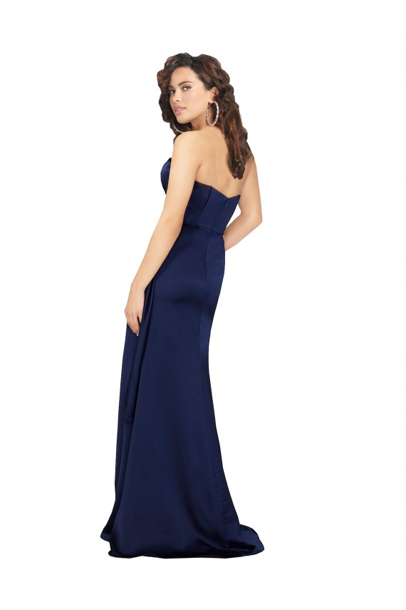 Compre Sapphire línea A Cuello de Corazón Sin tirantes Satén sedoso Largo Formales Vestidos de dama de honor / Vestidos de fiesta