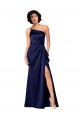 Compre Sapphire línea A Un Hombre Satén sedoso Largo Formales Vestidos de dama de honor / Vestidos de fiesta