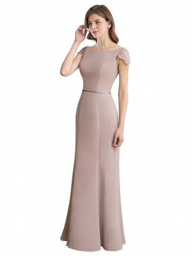 Compre Sirena Cucharón Cuello Alto Gasa Encaje Largo Vestidos de dama de honor