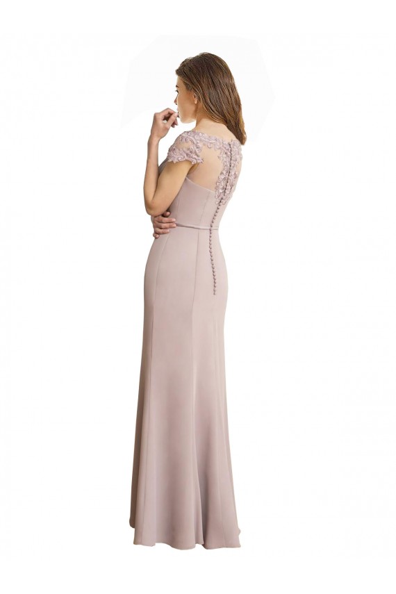 Compre Sirena Cucharón Cuello Alto Gasa Encaje Largo Vestidos de dama de honor