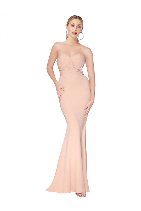 Compre Sirena Cuello Alto Crepé Elástico Largo Formales Vestidos de dama de honor / Vestidos de fiesta
