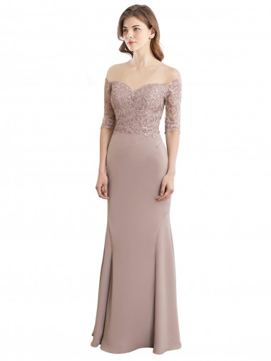 Compre Sirena Cuello Alto Gasa Encaje Largo Vestidos de dama de honor