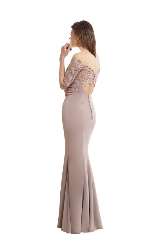 Compre Sirena Cuello Alto Gasa Encaje Largo Vestidos de dama de honor