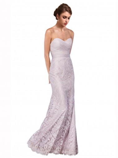 Compre Sirena Cuello de Corazón Encaje Largo Vestidos de dama de honor / Vestidos de fiesta