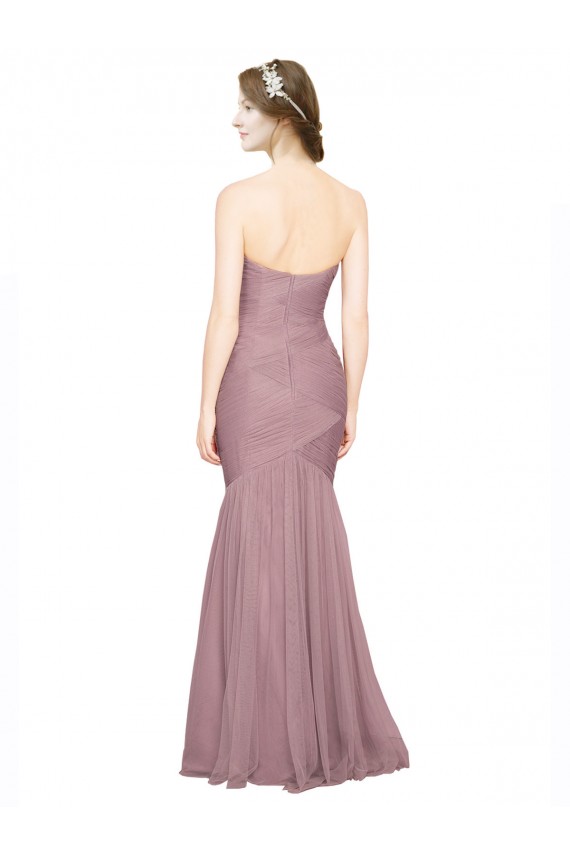Compre Sirena Cuello de Corazón Sin tirantes Tul Largo Vestidos de dama de honor