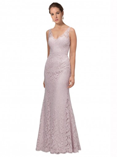 Compre Sirena Cuello en V Cuello de Corazón Encaje Largo Vestidos de dama de honor / Vestidos de fiesta