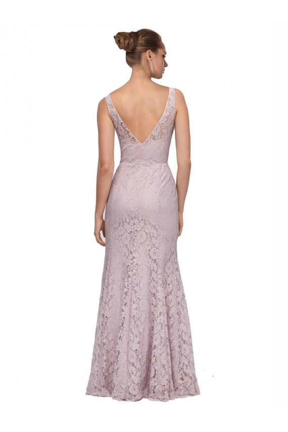 Compre Sirena Cuello en V Cuello de Corazón Encaje Largo Vestidos de dama de honor / Vestidos de fiesta
