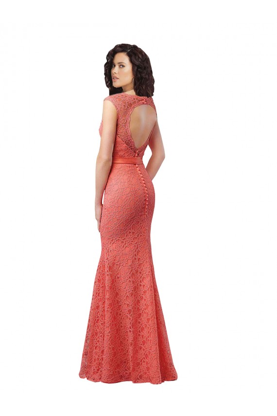 Compre Sirena Cuello en V Encaje Largo Vestidos de dama de honor