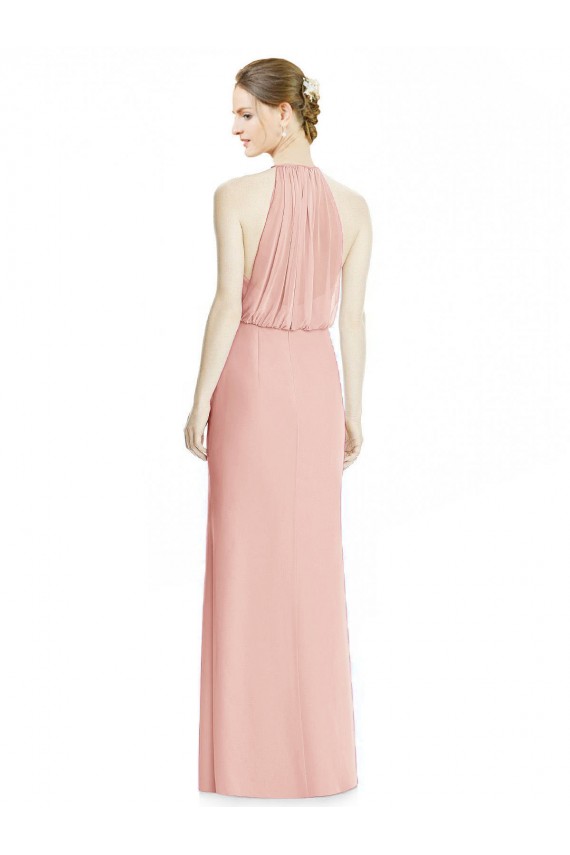Compre Sirena Halter Gasa Largo Vestidos de dama de honor