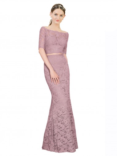 Compre Sirena Hombros Descubiertos Encaje Largo Vestidos de dama de honor / Vestidos de fiesta