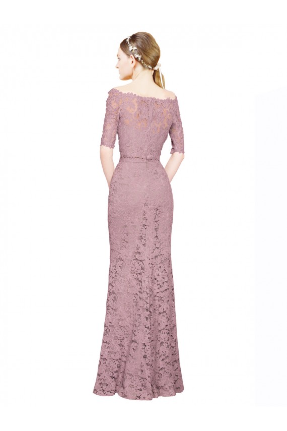Compre Sirena Hombros Descubiertos Encaje Largo Vestidos de dama de honor / Vestidos de fiesta