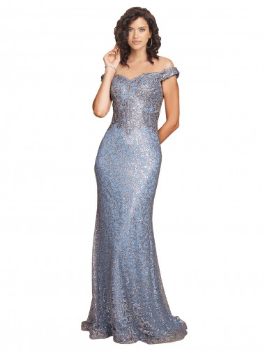 Compre Sirena Hombros Descubiertos Lentejuela Largo Formales Vestidos de dama de honor / Vestidos de fiesta