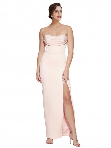 Compre Sirena Satén elástico Largo Formales Vestidos de dama de honor / Vestidos de fiesta
