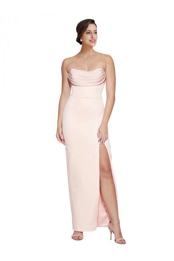 Compre Sirena Satén elástico Largo Formales Vestidos de dama de honor / Vestidos de fiesta