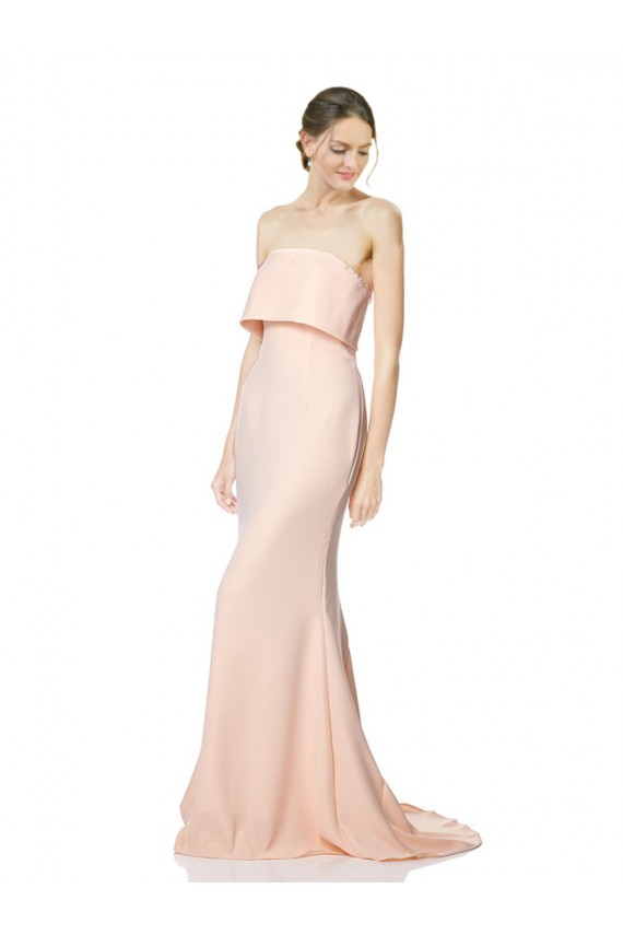 Compre Sirena Sin tirantes Cuello Alto Crepé Elástico Largo Formales Vestidos de dama de honor / Vestidos de fiesta