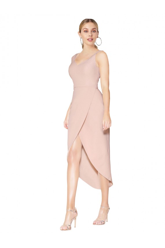 Compre Sirena Tirantes espagueti Crepé Elástico Corto Asimétrico Formales Vestidos de dama de honor / Vestidos de fiesta / Vestidos de cóctel