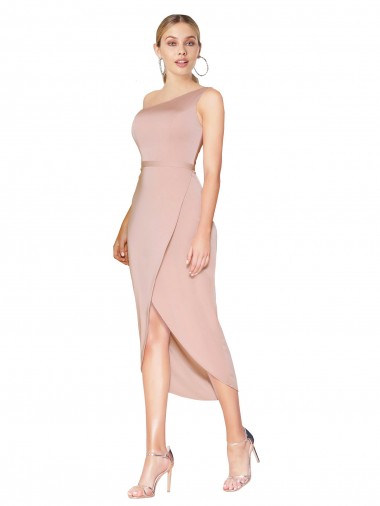 Compre Sirena Un Hombre Cuello Alto Crepé Elástico Corto Asimétrico Formales Vestidos de dama de honor / Vestidos de fiesta / Vestidos de cóctel