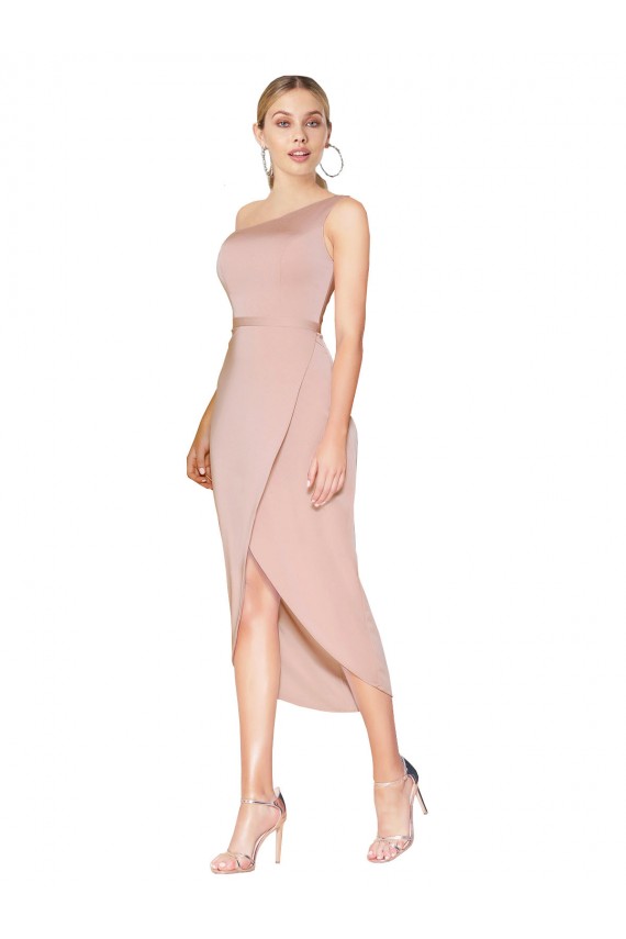Compre Sirena Un Hombre Cuello Alto Crepé Elástico Corto Asimétrico Formales Vestidos de dama de honor / Vestidos de fiesta / Vestidos de cóctel