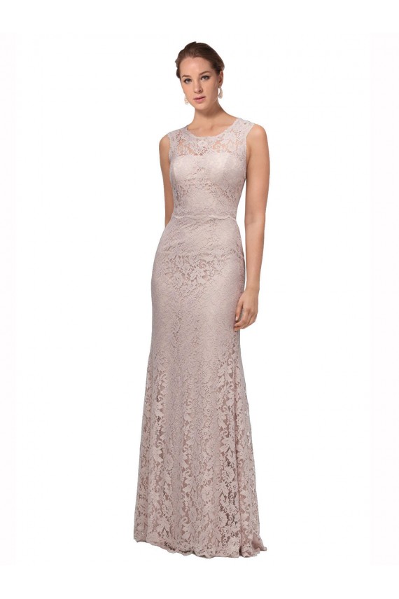 Compre Sirena Ilusión Cucharón Encaje Largo Vestidos de dama de honor / Vestidos de fiesta