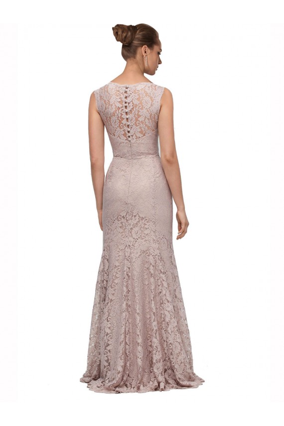 Compre Sirena Ilusión Cucharón Encaje Largo Vestidos de dama de honor / Vestidos de fiesta