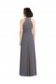 Compre Stormy Silver línea A Halter Gasa Encaje Largo Vestidos de dama de honor