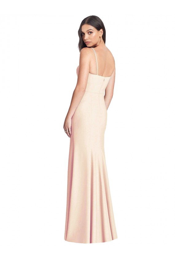 Compre Trompeta Tirantes espagueti Crepé Elástico Largo Vestidos de dama de honor / Vestidos de fiesta