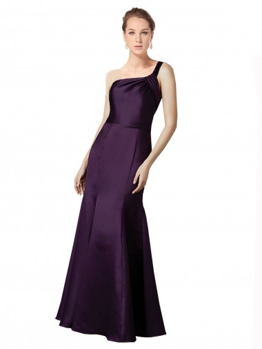 Compre Uva Sirena Un Hombre Satén Largo Vestidos de dama de honor / Vestidos de fiesta
