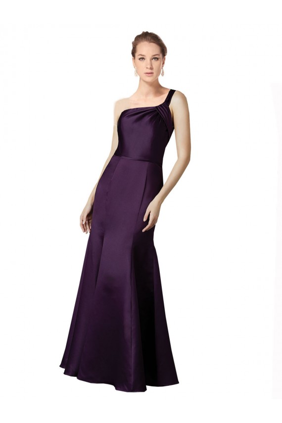 Compre Uva Sirena Un Hombre Satén Largo Vestidos de dama de honor / Vestidos de fiesta