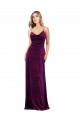 Compre Uva línea A Cucharón Cuello en V Terciopelo Elástico Largo Formales Vestidos de dama de honor / Vestidos de fiesta