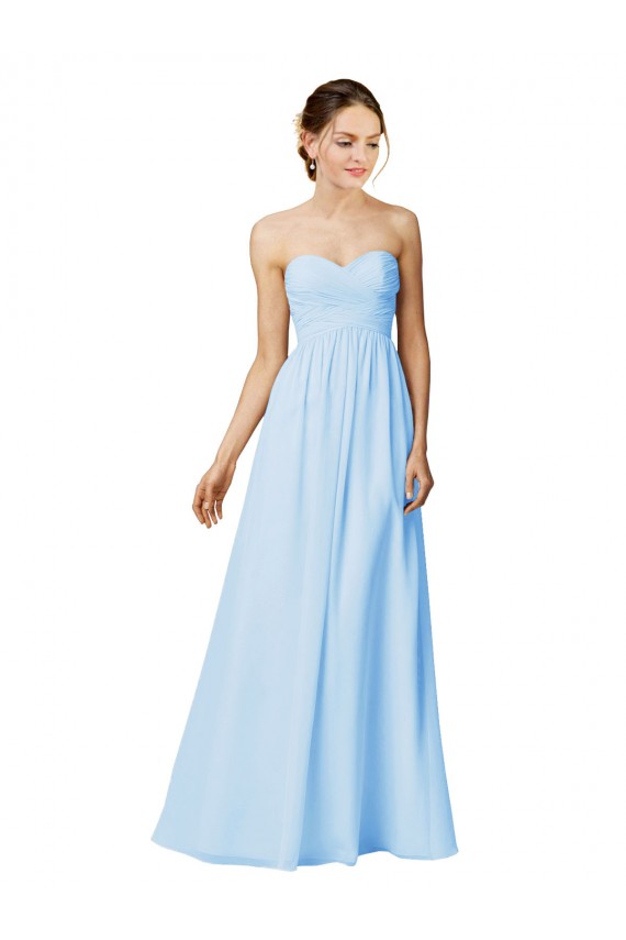 Compre Uva línea A Cuello de Corazón Sin tirantes Gasa Largo Vestidos de dama de honor