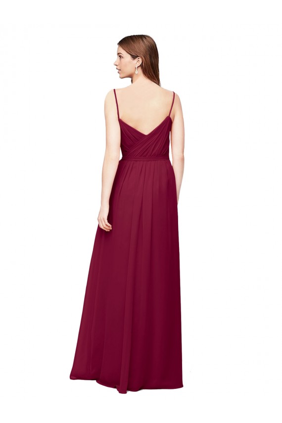 Compre Uva línea A Cuello en V Gasa Largo Vestidos de dama de honor