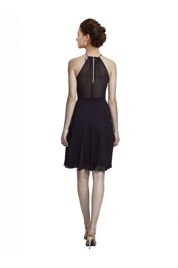 Compre Uva línea A Halter Cuello Alto Gasa Corto Vestidos de dama de honor / Vestidos de cóctel / Vestidos para homecoming