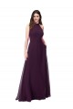 Compre Uva línea A Halter Cuello Alto Gasa Largo Vestidos de dama de honor