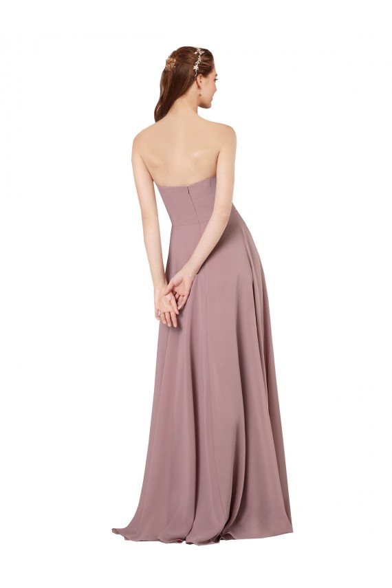 Compre Uva línea A Sin tirantes Gasa Largo Vestidos de dama de honor