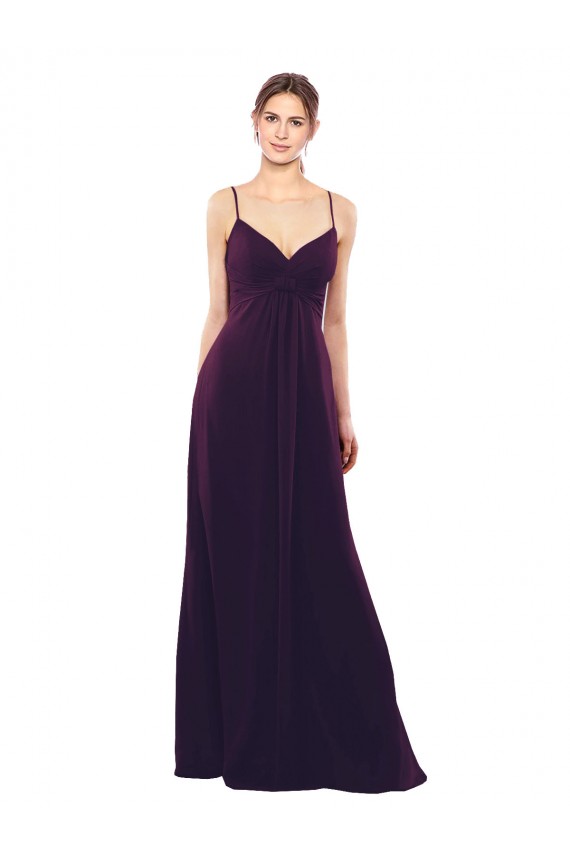 Compre Uva línea A Tirantes espagueti Gasa Largo Vestidos de dama de honor