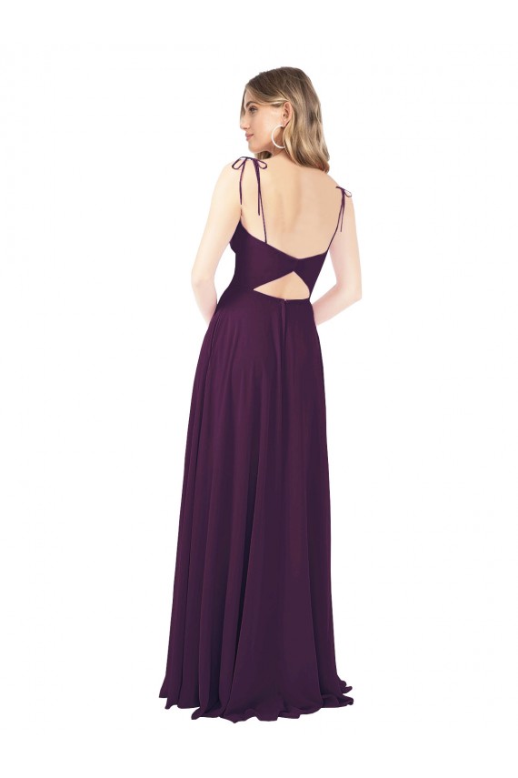 Compre Uva línea A Tirantes espagueti Sin tirantes Gasa Largo Vestidos de dama de honor