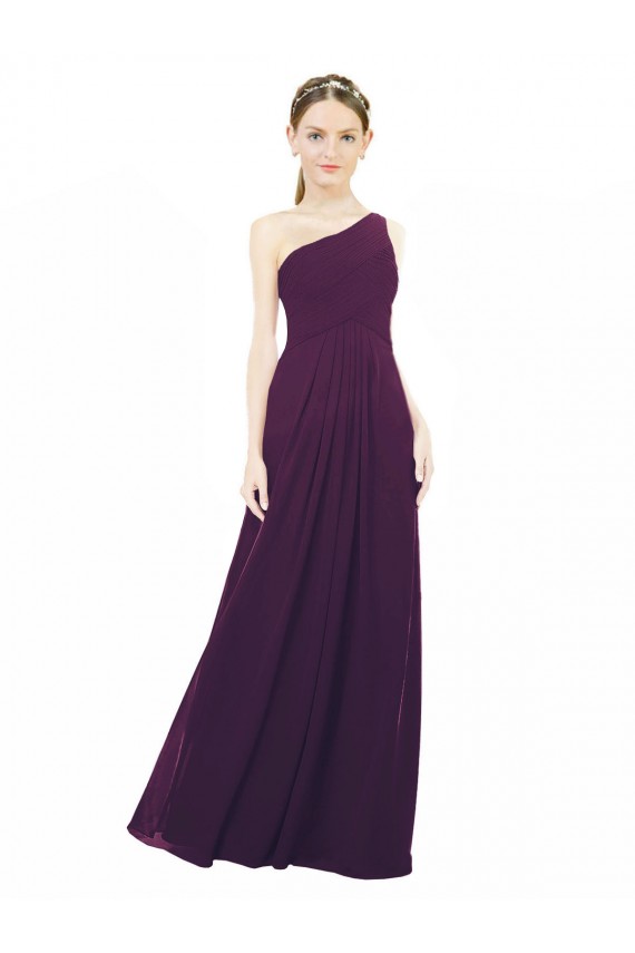 Compre Uva línea A Un Hombre Gasa Largo Vestidos de dama de honor