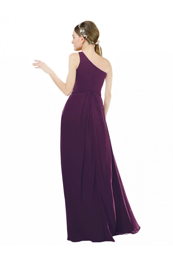 Compre Uva línea A Un Hombre Gasa Largo Vestidos de dama de honor